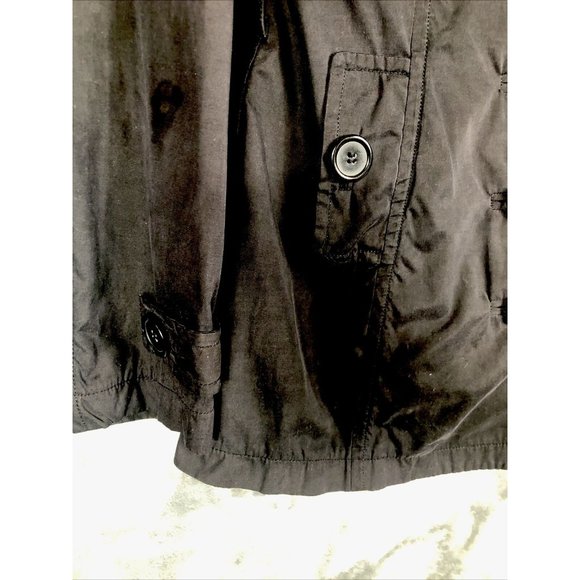 Joujou Ladies Black Trench Coat, Size Lightweight Button Down Missing Belt - Picture 4 of 16